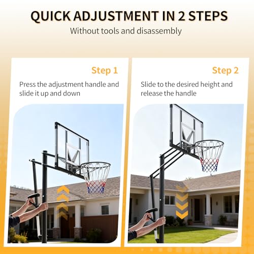 FirstAsk Black 44-Inch Portable Adjustable Basketball Hoop with 10FT Height & Large Backboard