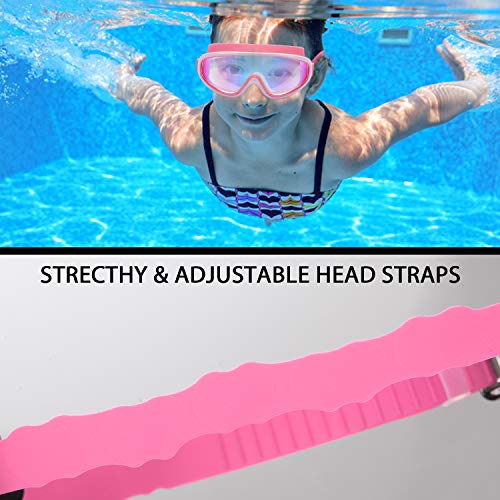 Kids Swim Goggles Set - Purple & Pink, Suitable for 3-15 Years Old