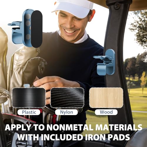 Magnetic Golf Club Accessory Holder Clip with Metal Pads - One-Handed Mount