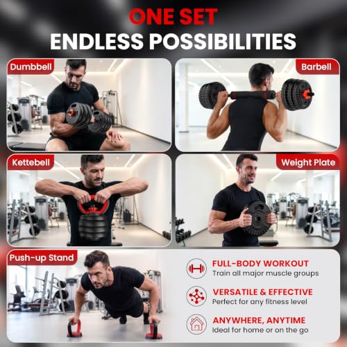 45LB Adjustable Dumbbell Set - 5-in-1 Home Gym Weight Equipment for Men Women