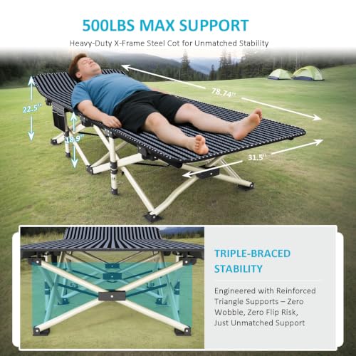 X-Large Oversized Camping Cot for Adults - Extra Wide 31.5'' Folding Bed, Portable & Heavy Duty