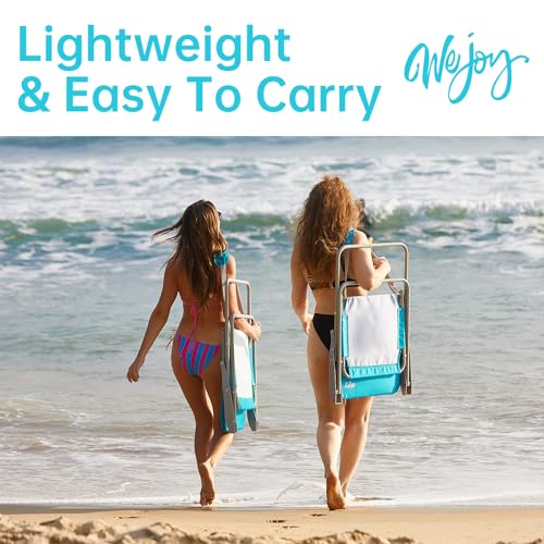 #WEJOY Classic Cyan 2-Pack Folding Beach Chairs for Adults, Lightweight & High Back