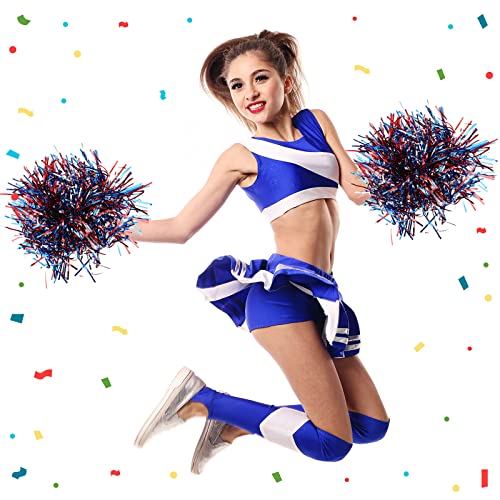 24 Pcs Cheerleading Pom Poms - 12.6 Inch Metallic Fan Pompoms for Sports & Dance