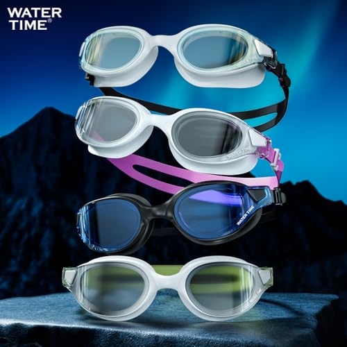 Swim Goggles for Adults with Anti-Fog & UV Protection - Pearl White