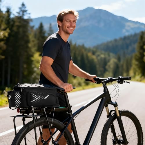 Bike Rear Rack Bag 15L with Rain Cover - Waterproof Pannier for Cycling - Variation 2