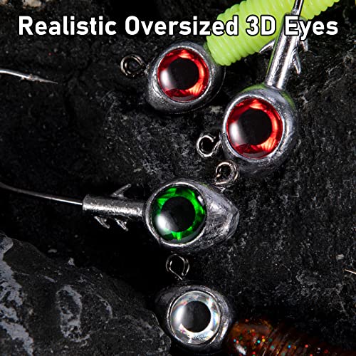 Fishing Jig Heads with 3D Eyes, Saltwater & Freshwater, 1/4oz 3/8oz 1/2oz, 10 Pack