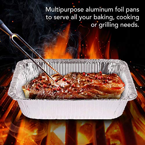 100 Pack Aluminum Foil Baking Pans 9x13 Half Size Deep Steam Table Pans