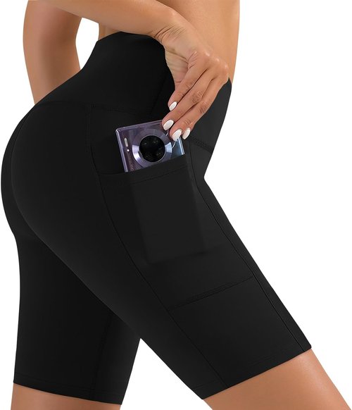 NEW YOUNG Biker Shorts for Women - High Waisted Yoga Shorts with Pockets | Tummy Control, 5"/8"
