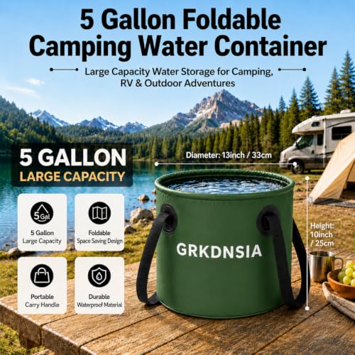 Portable Camping Shower with Heater and Solar Panel - 5 Gallon Water Bucket