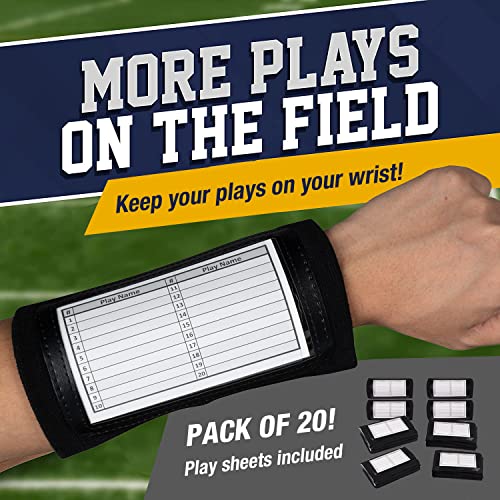 Softball & Baseball Wristbands with Play Sheets - Adult Size 20 Pack, Black