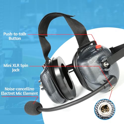 Behind-the-Head Racing Headset with Noise-Canceling Microphone & 2-Pin Cord