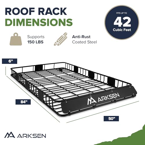 ARKSEN 84x50x6 Inch Extra Wide Roof Rack Cargo Basket with Extension - Heavy-Duty Steel