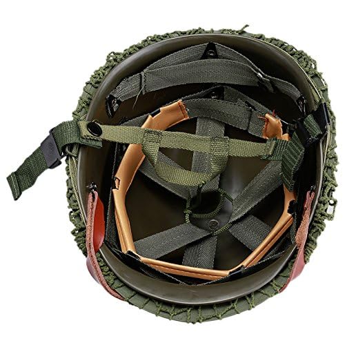 WW2 US M1 Helmet Steel Field Green with Net Cover Eye Belt Reproduction