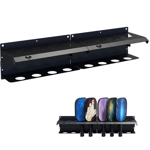 ZAOBAS Pickleball Paddle Rack, Wall or Fence Mounted Organizer Holds 4/8/12 Paddles, Expandable Design for Indoor/Outdoor (2 SET)