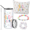 Big Sister Gifts Set for Girls Rainbow - Tumbler, Makeup Bag, Bracelet & Scrunchie