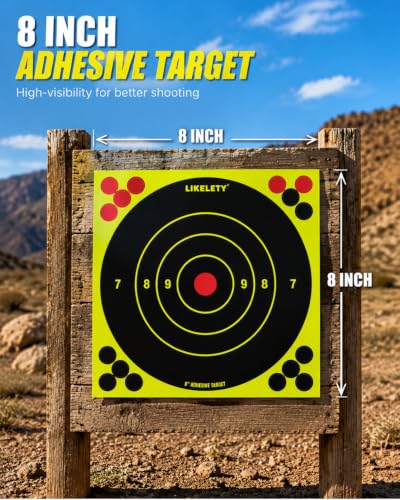 8x8 Inch Self-Adhesive Splatter Shooting Targets - Bright Fluorescent Yellow, Pack of 25