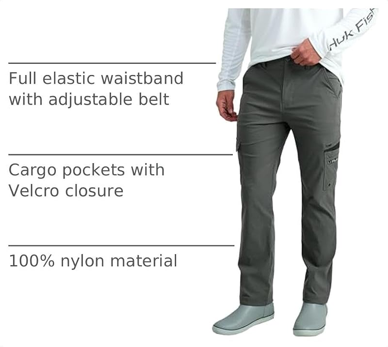 Men's HUK Icon Pro Pant - Performance Fishing Cargo Pants - Volcanic Ash 34