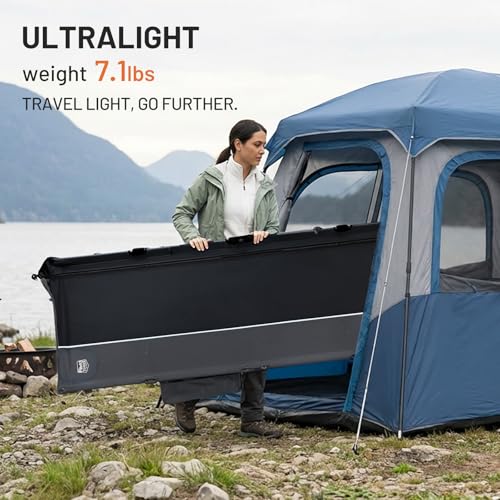 Camping Cot Foldable Aluminum Bed - 20-Second Setup, Black