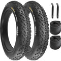 20x4.0 Fat Bike Tire Set - 2 Tires & 2 Inner Tubes for Electric & Mountain Bikes - Black, Folding Bead, All Terrain, Snow & Mountain Use