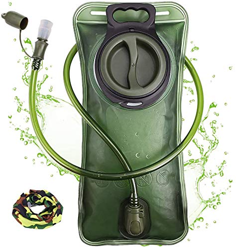 2L Hydration Bladder Water Reservoir for Hiking Camping Cycling - Military Green