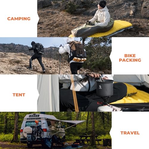 Insulated Sleeping Pad - 17oz Lightweight Cold Weather Camping Mattress - Yellow, 5.1 R-Value