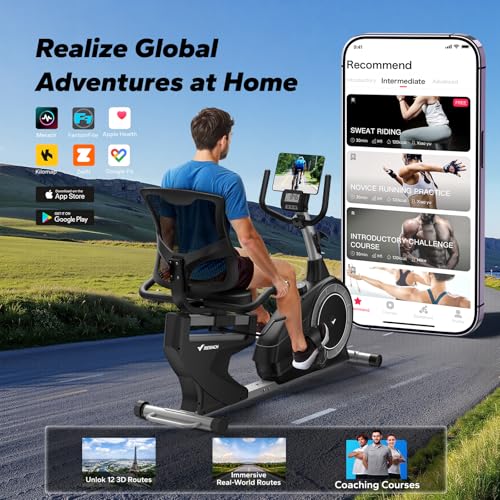 MERACH Recumbent Exercise Bike Black & Silver - High-End Home Fitness Equipment