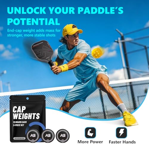 3-Piece Pickleball Paddle End Cap Weights Set - 12g Each, Counterbalance
