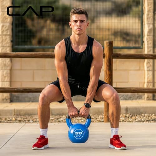 CAP Vinyl-Coated Cast Iron Kettlebell 40 lb Home Gym Strength Equipment