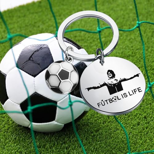 Soccer Fan Keychain - Futbol Inspired Football Lover Gift - Stainless Steel
