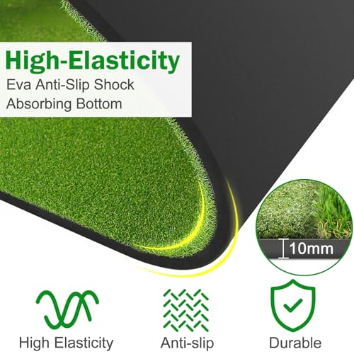 MONOJOY Dark Green 5x4ft Golf Hitting Mat with Dual Turf & Tees