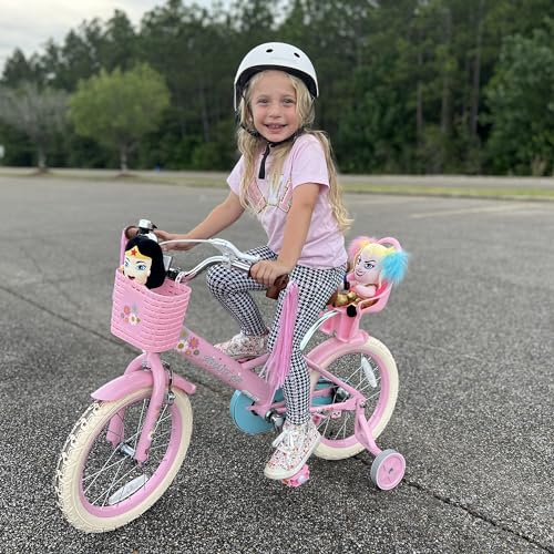 JOYSTAR Little Daisy Princess Kids Bike 12 Inch Pink with Training Wheels