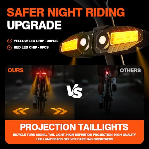 4-in-1 Bike Tail Light with Projection Turn Signals, Remote Control, Waterproof, 150 Lumen