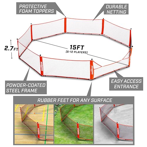 15 ft Portable Gagagon Gaga Ball Pit - Red for Indoor & Outdoor Play