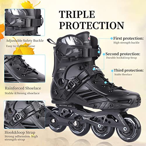 Men 7/Women 8 High Performance Outdoor Fitness Inline Skates - Black, JGMLZK