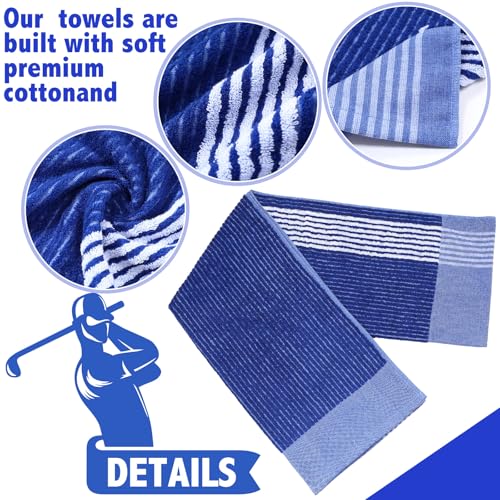 Golf Towel 22x44 Inches Cotton Caddy Towels - Blue, White, 2 Pack
