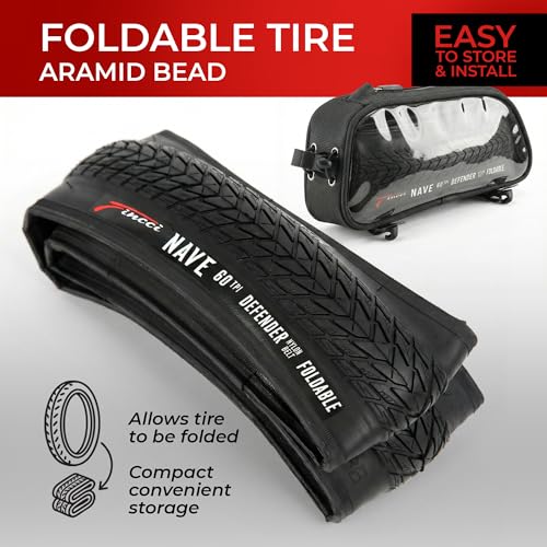 Fincci 700x35c Foldable City Bike Tires & Tubes Black - Schrader/Presta