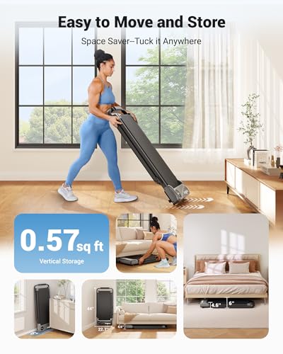 THERUN Silver 2-in-1 Under Desk Walking Treadmill with Handle & Remote