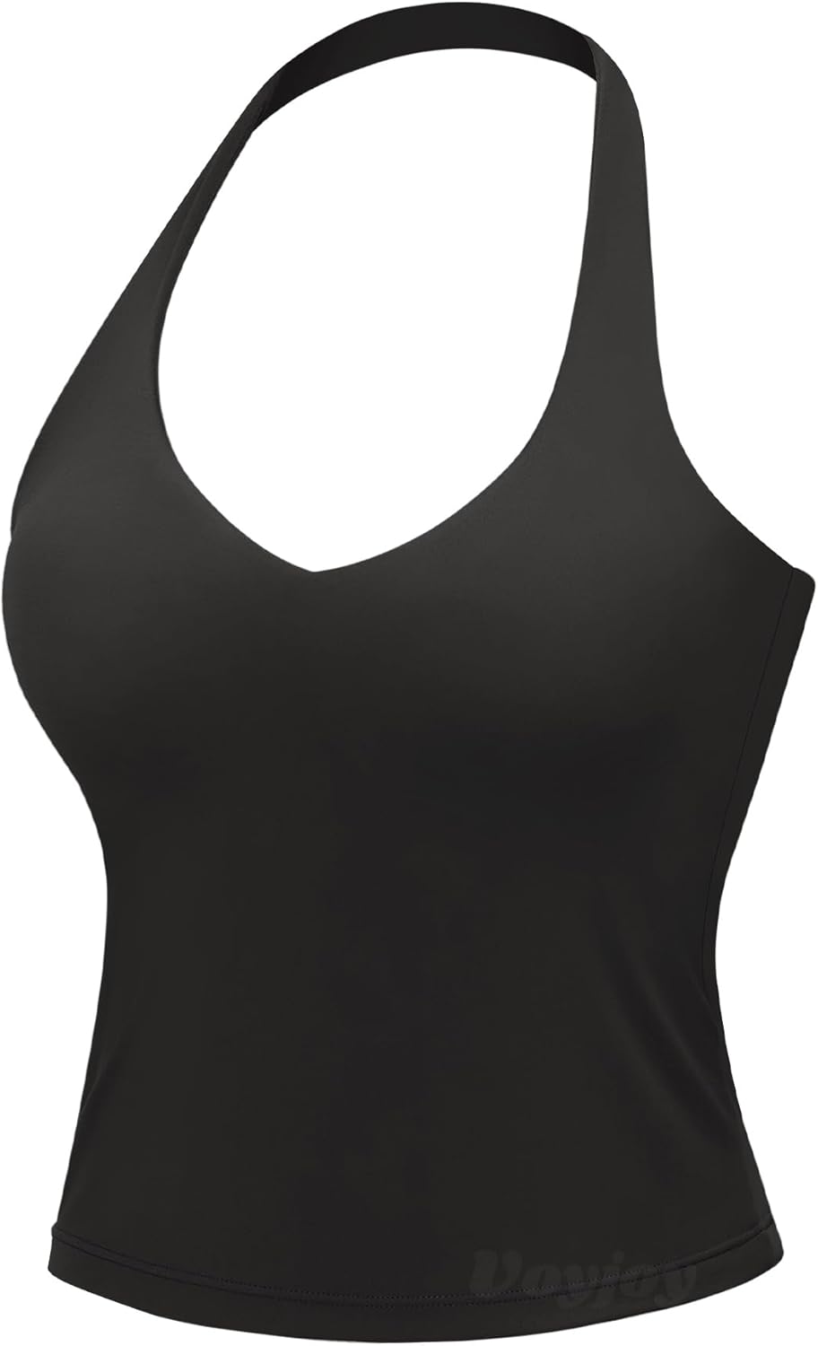 VOYJOY Women's Halter Crop Top - Padded V-Neck Backless Sleeveless Workout Tank | Yoga & Gym Wear