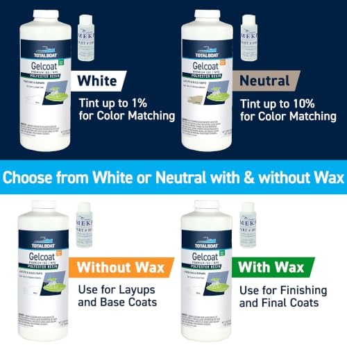 Marine Gelcoat with Wax - White Gallon for Fiberglass Repair & Coatings - TotalBoat