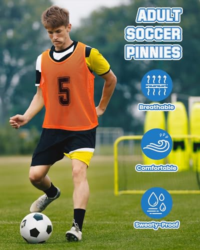Suhine 48 Adult Sports Pinnies - Colorful Team Training Vests for Soccer