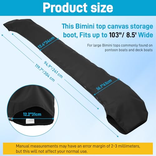 Oversize Marine Bimini Top Storage Cover - Waterproof UV Resistant for Large Vessels