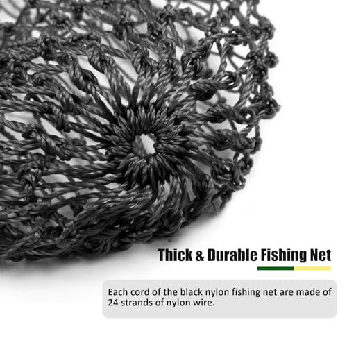 31.5 Inch Diameter Fishing Net Replacement - Black Nylon Mesh for Landing Nets