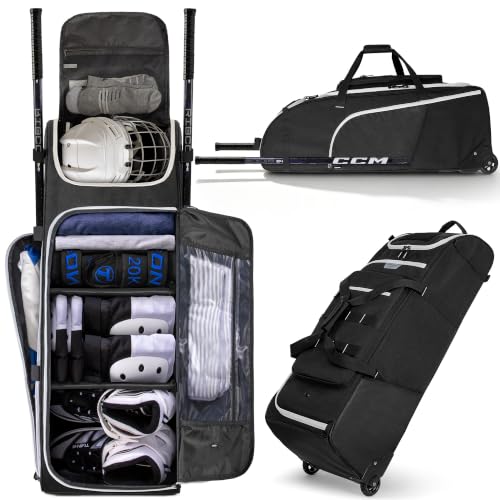 38-Inch Hockey Bag with Wheels, Travel Duffle for Ice Hockey Gear