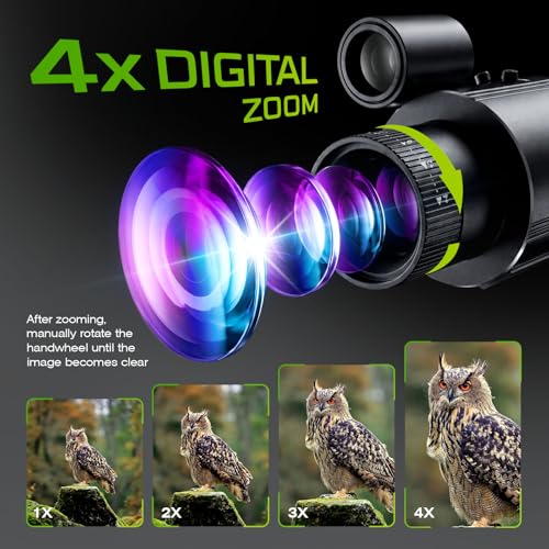 MYTH REALM 4K Digital Night Vision Monocular with 850nm IR, 4X Zoom, 1080P Video, 300m Range, Rechargeable Battery