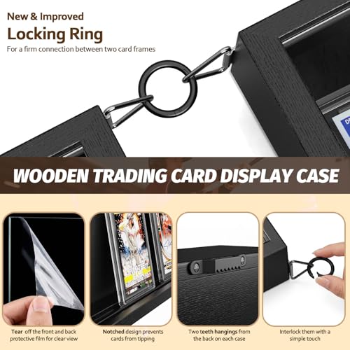 Emfogo 1-Layer 6 Pack Wall Mount Wooden Baseball Card Display Cases with Clear View