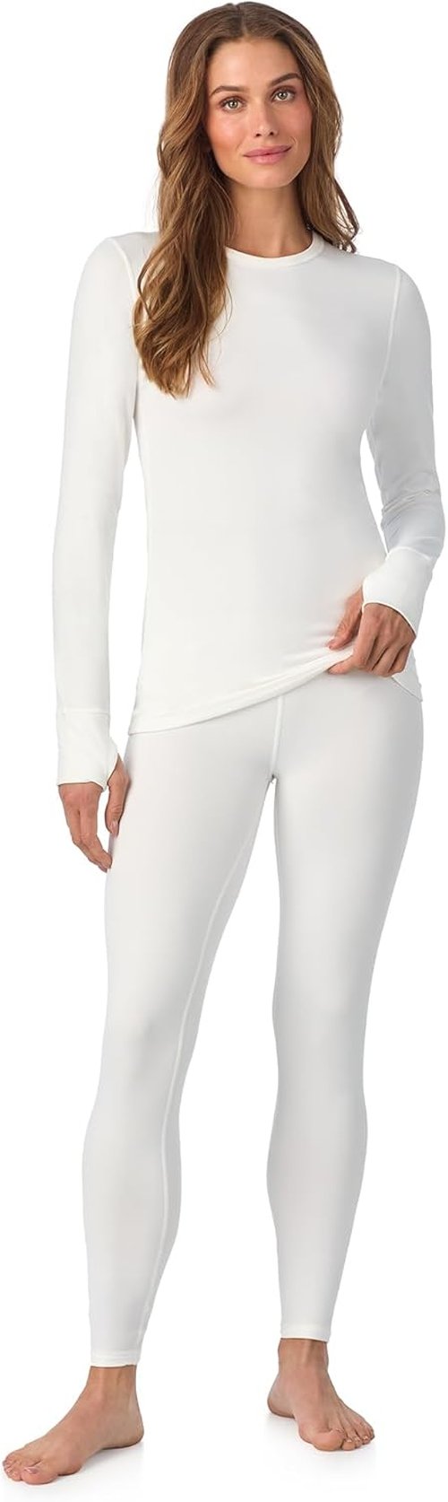 Cuddl Duds Women's Fleece Lined Thermal Set - Heavyweight Long Sleeve Top & Leggings for Winter Comfort