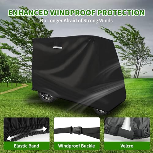 Tecoom 2/4 Passenger Golf Cart Cover Fits for Yamaha EZGO Club Car, 300D Waterproof Durable Oxford Fabric with Zipper Doors/Windproof Buckle, All Weather Outdoor Heavy Duty Rain Enclosure Universal