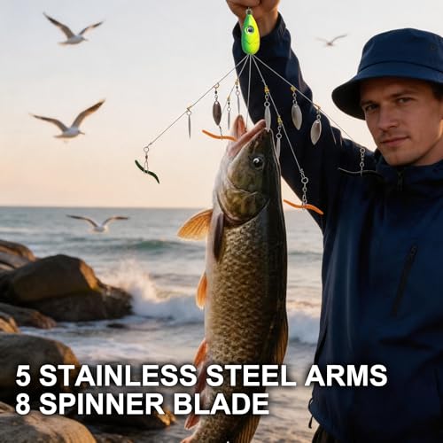 2 Pack Fishing Umbrella Rigs with 10 Swimbaits - Saltwater & Freshwater Tackle