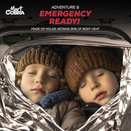 Mart Cobra Silver Mylar Emergency Blankets Bulk 100-Pack for Survival, Camping & Disaster Preparedness