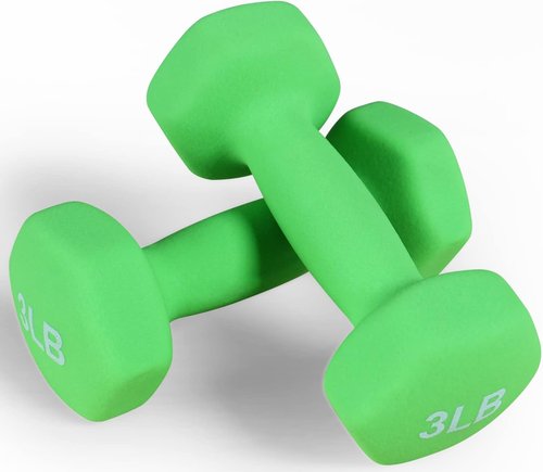 Fitvids Neoprene Dumbbell Hand Weights - Anti-Slip Hex Shape | Colorful Pair with Stand